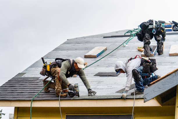 Professional Gutter Installation technician working in Acton, ME